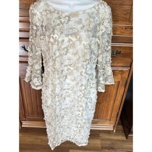 ADRIANNA PAPELL DRESS/IVORY/SIZE 10/LENGTH 37”/LINED